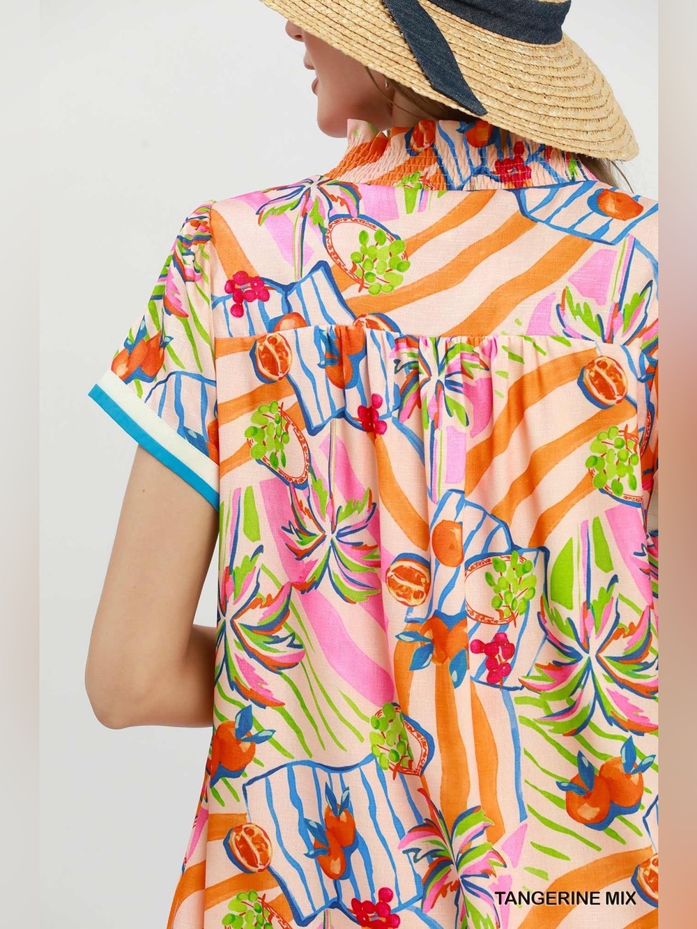 Umgee Tropical Print Collared Shift Dress - Picture 6 of 8